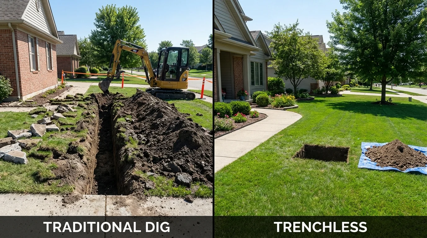 Trenchless sewer repair with minimal yard damage versus traditional excavation in Happy Valley, OR